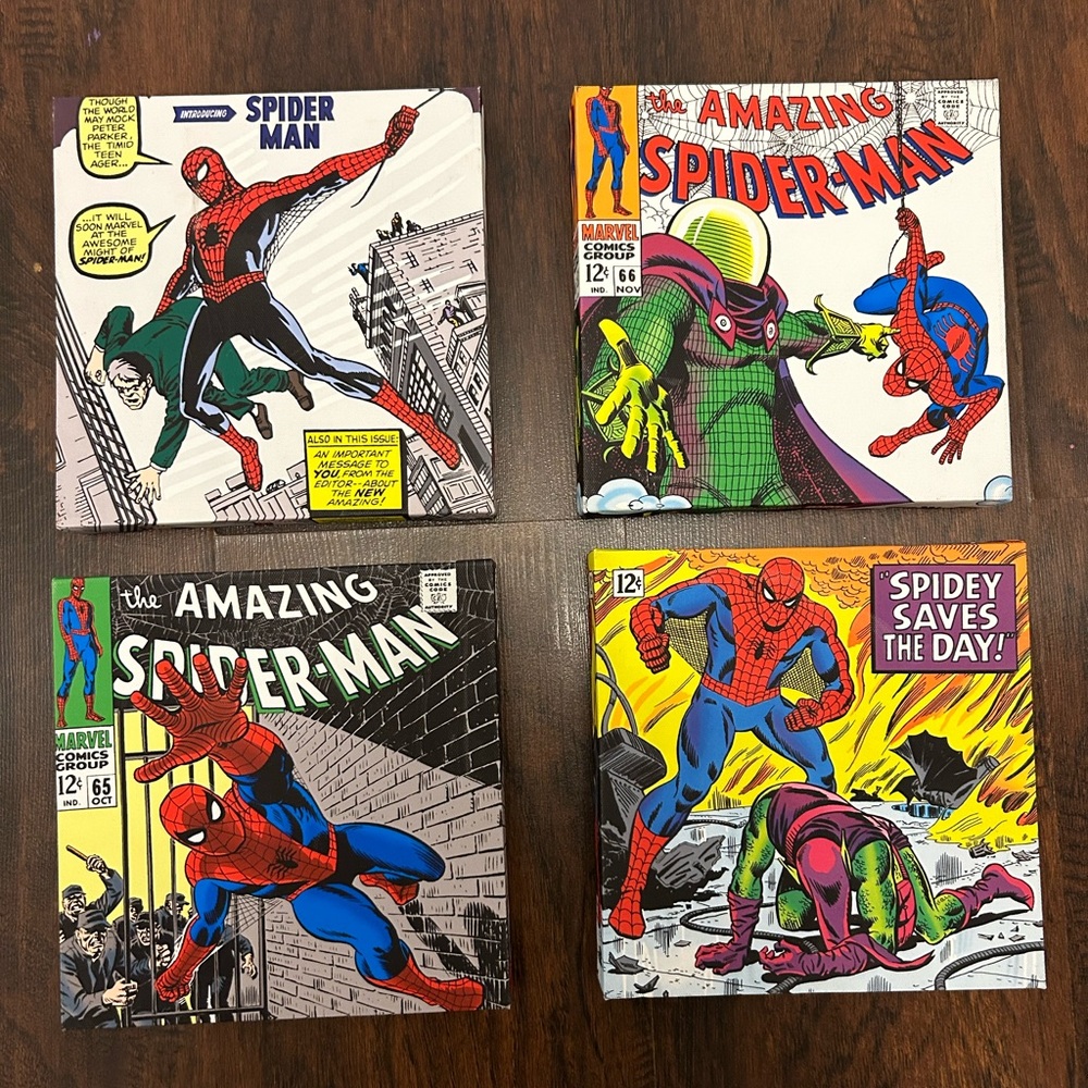 Spider-Man Canvas Wall Art 8x8 each